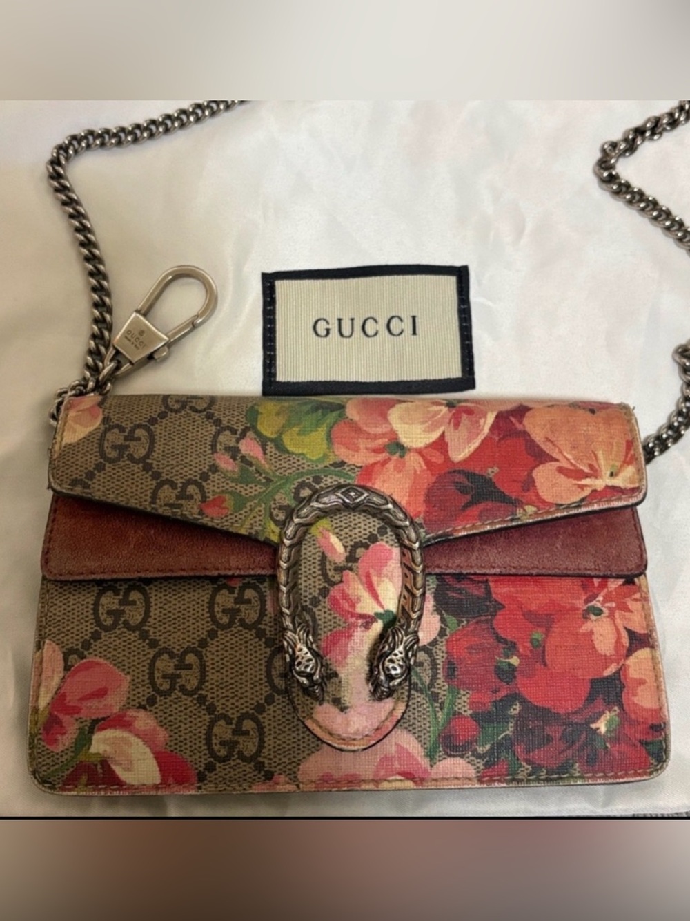 GG Supreme Monogram Blooms Super Mini Dionysus Shoulder Bag Beige Multicolor
